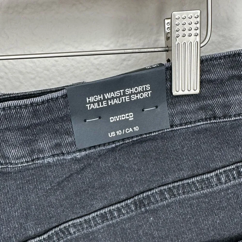 H&M Divided Black High Waisted Jean Shorts Size 10